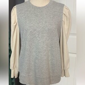 Crewneck Puff Sleeve Sweatshirt coastal/ beachy/ elevated basic size large